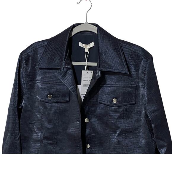 WAYF WOMENS SIZE MEDIUM CAMILLE STATEMENT JACKET NAVY SNAKE SWIFTIE NEW - Picture 7 of 14